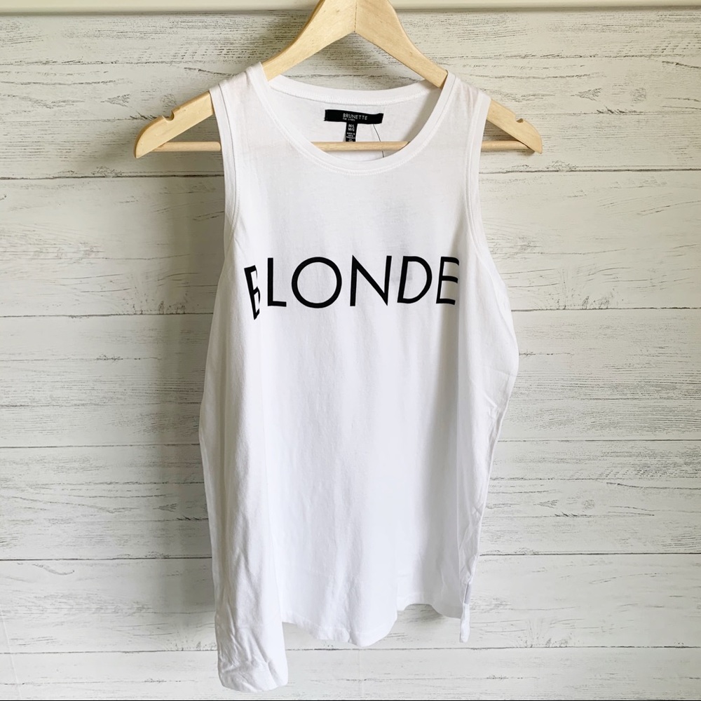 NWT Brunette the Label BLONDE Mattie White Tank - Picture 2 of 9